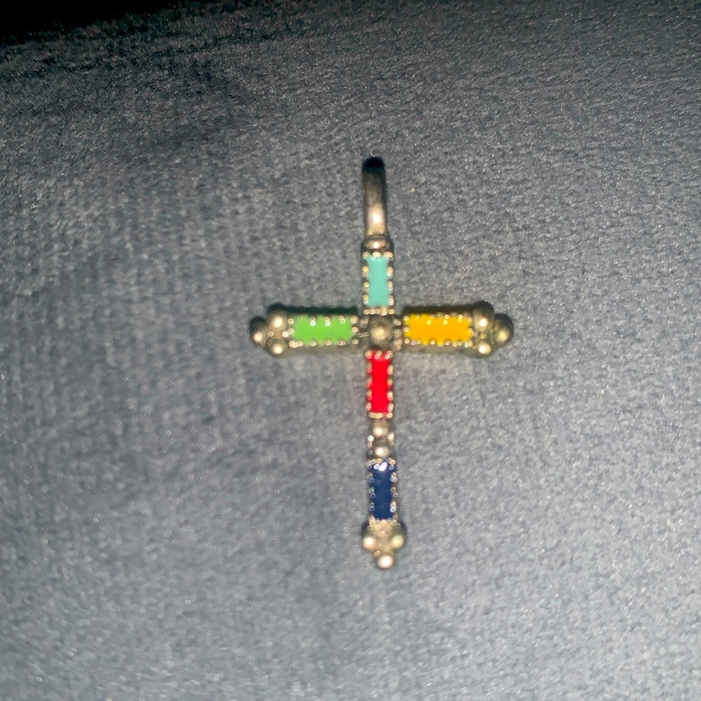Silver Multi Color Cross